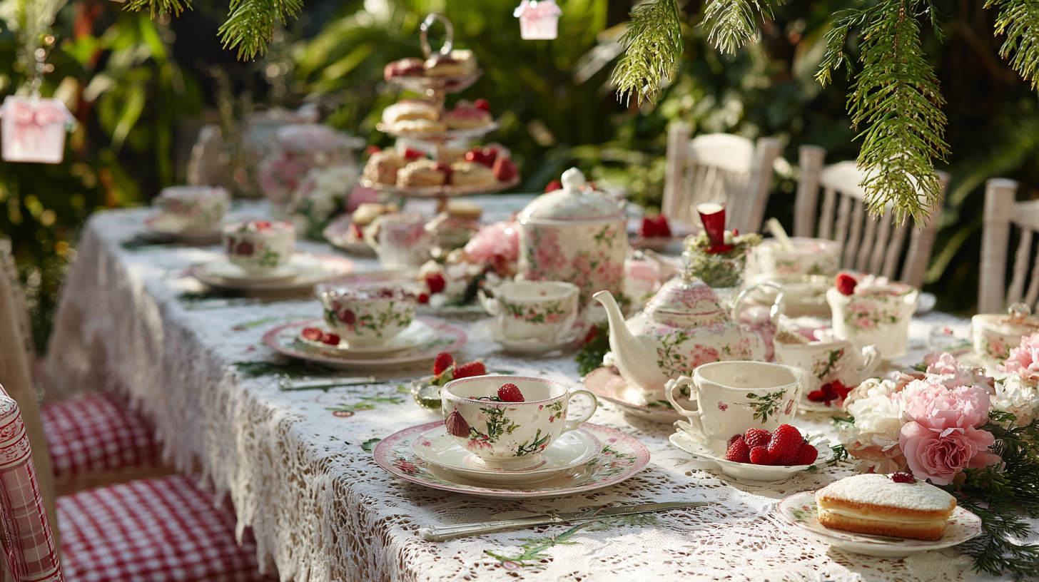 “Petals, Pastries & Peppermint” — Mrs. Claus Hosts Garden Tea Party to Celebrate Summer Spruce-Up
